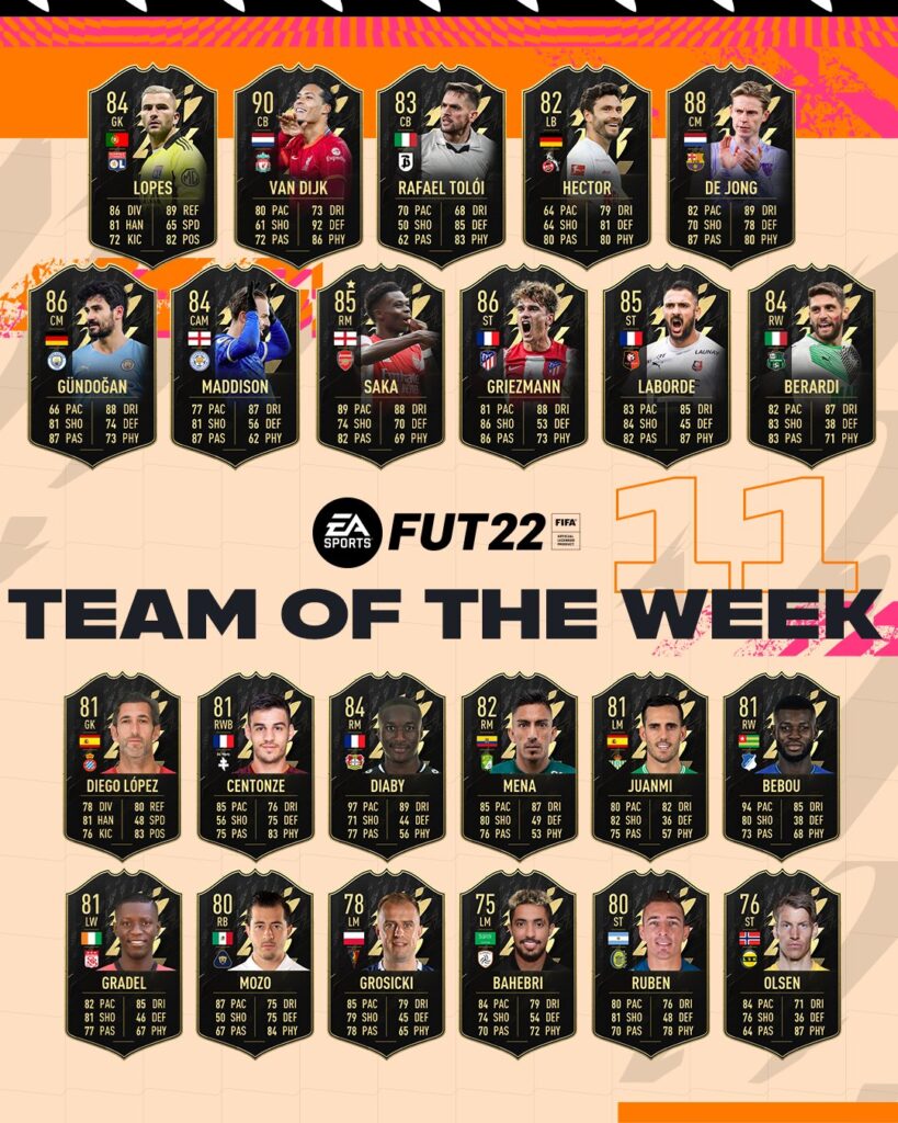 FIFA 22 TOTW 11 - Team of the Week FUT Ultimate Team