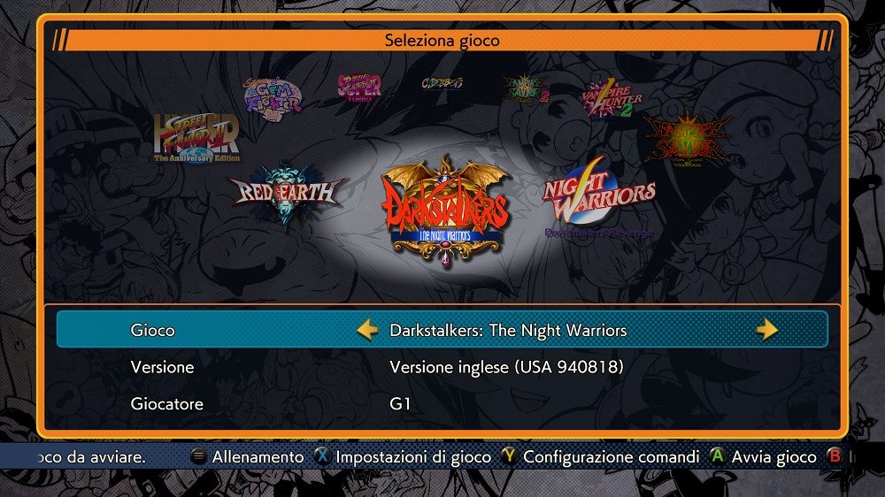 Capcom Fighting Collection selezione giochi